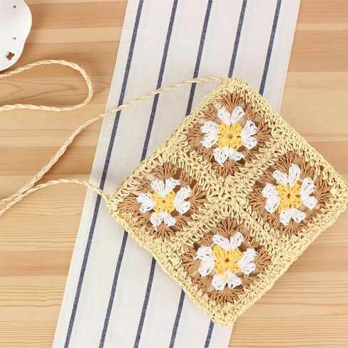 حقيبة شاطئ من القش للنساء - حقيبة كتف منسوجة يدويًا، حقيبة يد هوبو لعطلات الشاطئ in Kuwait