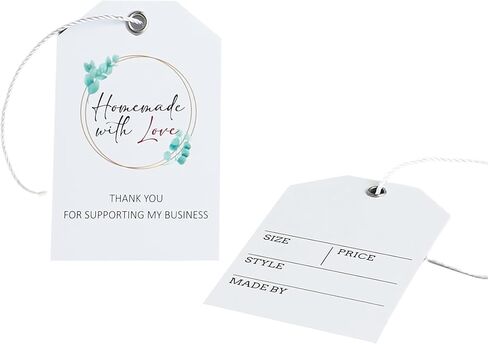 50 قطعة من علامات أسعار الملابس الورقية مع ثقوب وخيط، علامات تعليق لمتجر البيع بالتجزئة، علامات هدايا لتغليف الهدايا، الملابس، الفنون والحرف اليدوية، 2 × 3 بوصة (مصنوعة يدويًا بحب) in Kuwait