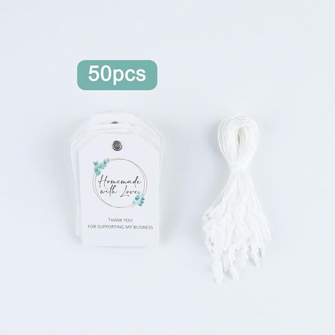 50 قطعة من علامات أسعار الملابس الورقية مع ثقوب وخيط، علامات تعليق لمتجر البيع بالتجزئة، علامات هدايا لتغليف الهدايا، الملابس، الفنون والحرف اليدوية، 2 × 3 بوصة (مصنوعة يدويًا بحب) in Kuwait