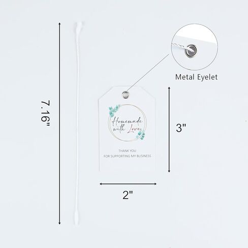 50 قطعة من علامات أسعار الملابس الورقية مع ثقوب وخيط، علامات تعليق لمتجر البيع بالتجزئة، علامات هدايا لتغليف الهدايا، الملابس، الفنون والحرف اليدوية، 2 × 3 بوصة (مصنوعة يدويًا بحب) in Kuwait