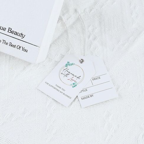 50 قطعة من علامات أسعار الملابس الورقية مع ثقوب وخيط، علامات تعليق لمتجر البيع بالتجزئة، علامات هدايا لتغليف الهدايا، الملابس، الفنون والحرف اليدوية، 2 × 3 بوصة (مصنوعة يدويًا بحب) in Kuwait