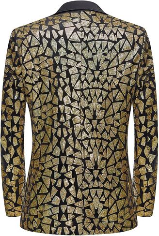 Men's Slim Fit Shiny Sequins One Button Suit Jacket Blazer Tuxedo for Dinner Prom Party Wedding in Kuwait