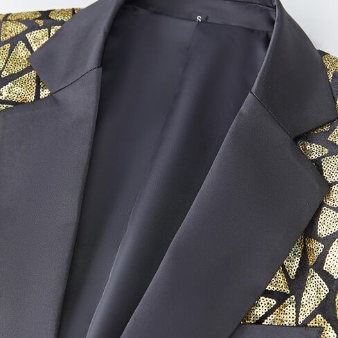 Men's Slim Fit Shiny Sequins One Button Suit Jacket Blazer Tuxedo for Dinner Prom Party Wedding in Kuwait