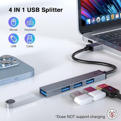 محطة إرساء USB C، قاعدة توصيل USB A ذات 4 منافذ من TOTU - تضيف 1 سريع 5 جيجابت في الثانية USB 3.0 + 3 منافذ USB 2.0 متوافقة مع أجهزة Windows وChrome وLinux والمزيد، قم بتوسيع اتصالك in Saudi Arabia