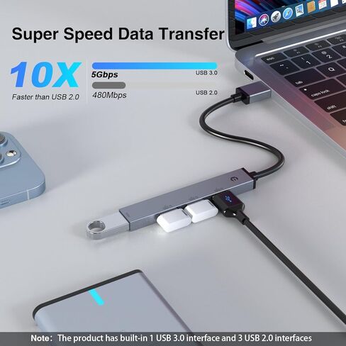 محطة إرساء USB C، قاعدة توصيل USB A ذات 4 منافذ من TOTU - تضيف 1 سريع 5 جيجابت في الثانية USB 3.0 + 3 منافذ USB 2.0 متوافقة مع أجهزة Windows وChrome وLinux والمزيد، قم بتوسيع اتصالك in Saudi Arabia