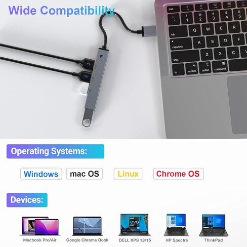 محطة إرساء USB C، قاعدة توصيل USB A ذات 4 منافذ من TOTU - تضيف 1 سريع 5 جيجابت في الثانية USB 3.0 + 3 منافذ USB 2.0 متوافقة مع أجهزة Windows وChrome وLinux والمزيد، قم بتوسيع اتصالك in Saudi Arabia
