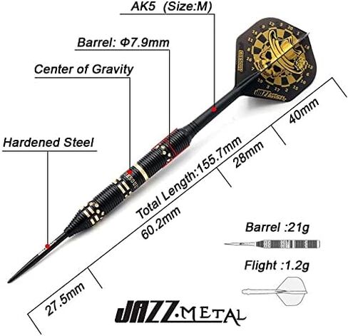 CUESOUL Jazz-Metal Luxury Steel Tip Darts Set 21g/24g/26g with AK5 Integrated Dart Flights in Saudi Arabia