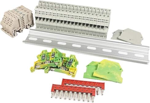 ICI Dinkle DIN مجموعة كتلة طرفية للسكك الحديدية #2 رمادي 20 DK4N-GY 10 AWG مقياس 30A 600V أرضي DK4N-PE Jumper DSS4N-10P أغطية نهاية الأقواس الطرفية in Saudi Arabia