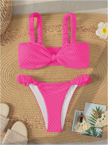 Milumia Women's 2 Piece Swimsuits Ruched Twist Front Bikini Sets Cheeky Swimwear in Saudi Arabia