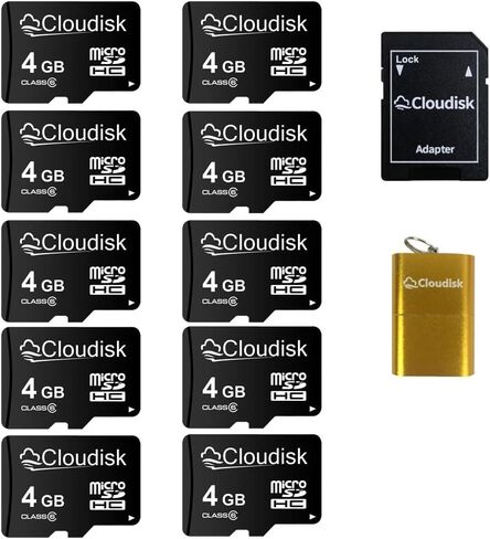 Pack of 10 Micro SD Card 128MB not 128GB Small Capacity Memory Card C4 with Adapter, Card Reader (128MB) in Saudi Arabia