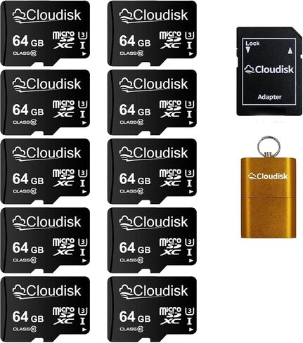 Pack of 10 Micro SD Card 128MB not 128GB Small Capacity Memory Card C4 with Adapter, Card Reader (128MB) in Saudi Arabia