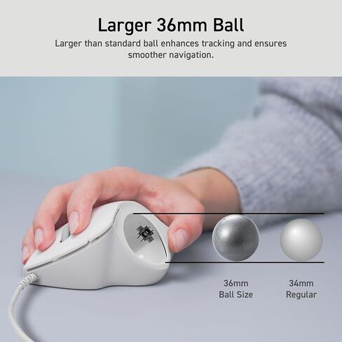 ELECOM Ergonomic Comfort Design Trackball IST Wired USB-A Connection, Super Smooth Tracking with Roller Ball Bearing, 36mm Ball, Thumb Control, Compatible for Windows, PC, and Mac White (M-IT11URWH) in Saudi Arabia