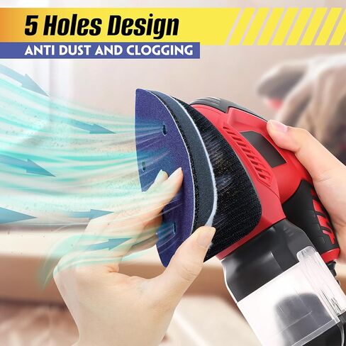 4Pcs Mouse Detail Sanding Interface Pad & 10Pcs Upgraded Ceramic Detail Sanding Disc for 5X Faster Sanding - Detail Sanding Pad with 5 Holes Foam Interface - Mouse Sander Sandpaper Backing Pad in Kuwait