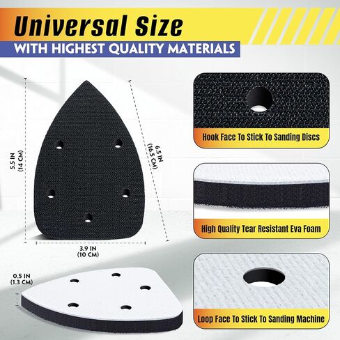 4Pcs Mouse Detail Sanding Interface Pad & 10Pcs Upgraded Ceramic Detail Sanding Disc for 5X Faster Sanding - Detail Sanding Pad with 5 Holes Foam Interface - Mouse Sander Sandpaper Backing Pad in Kuwait