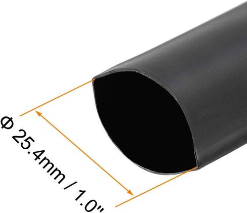 uxcell Heat Shrink Tubing, 1"(25mm) Dia 42mm Flat Width 3:1 Rate Shrinkable Tube Cable Sleeve 1m - Black in Saudi Arabia