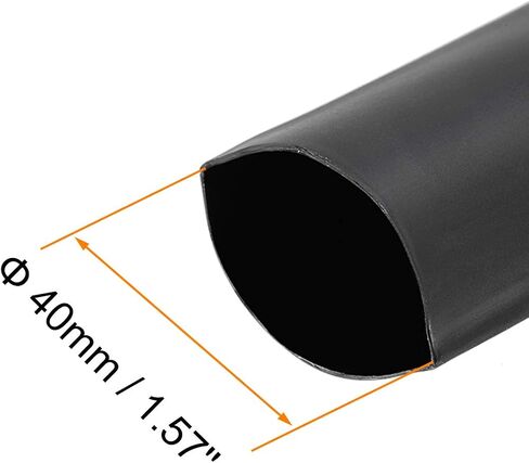 uxcell Heat Shrink Tubing, 1"(25mm) Dia 42mm Flat Width 3:1 Rate Shrinkable Tube Cable Sleeve 1m - Black in Saudi Arabia