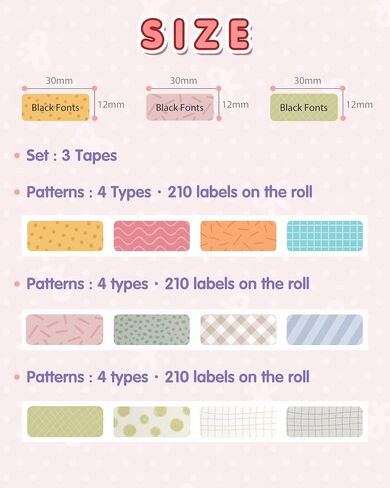 HPRT H11 Label Maker Tape Cute Pattern Thermal Sticker Paper Self-Adhesive Label Tape 12 * 30mm 3-Roll in Saudi Arabia
