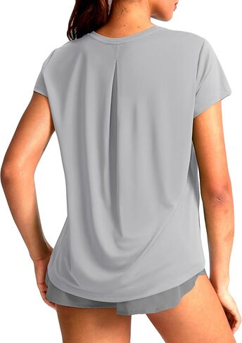 SANTINY Short Sleeve Workout Tops for Women Loose Fit Yoga T-Shirts Lightweight Breathable Running Athletic Tee Shirts in Saudi Arabia