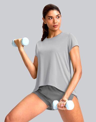 SANTINY Short Sleeve Workout Tops for Women Loose Fit Yoga T-Shirts Lightweight Breathable Running Athletic Tee Shirts in Saudi Arabia