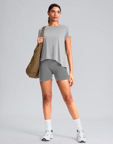 SANTINY Short Sleeve Workout Tops for Women Loose Fit Yoga T-Shirts Lightweight Breathable Running Athletic Tee Shirts in Saudi Arabia