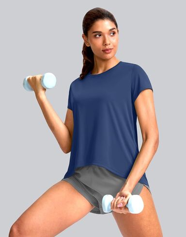 SANTINY Short Sleeve Workout Tops for Women Loose Fit Yoga T-Shirts Lightweight Breathable Running Athletic Tee Shirts in Saudi Arabia