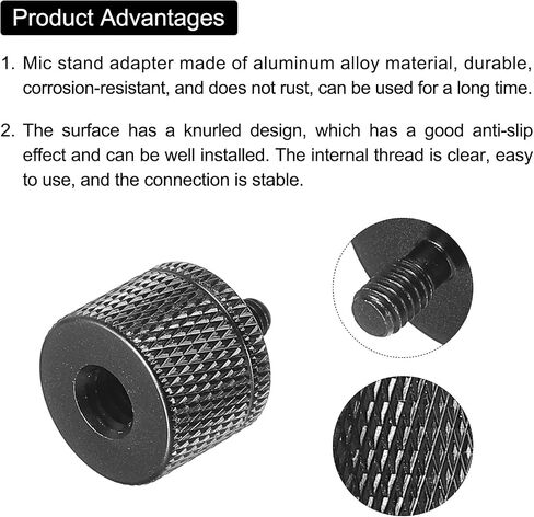 PATIKIL Mic Stand Adapter M4 Male to 1/4 Female Thread Tripod Screw Adapter Double Sides Camera Screw for Microphone Tripod Stand Black 2 Pack in Saudi Arabia