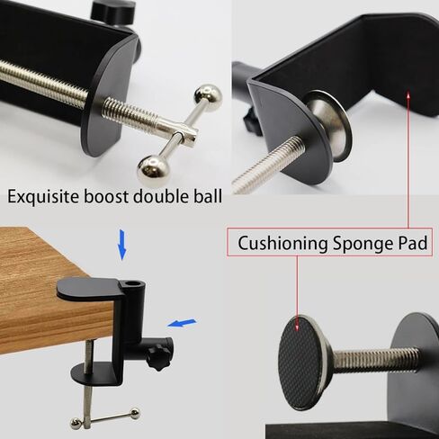 2-in-1 Desktop Fixed Cantilever Bracket, Mic Desktop Accessories Black Metal Tabletop Clamp Mobile Phone Stand Mic Mount Clamp- Adjustable Screw (Maximum Clampable 2.36in) in Saudi Arabia