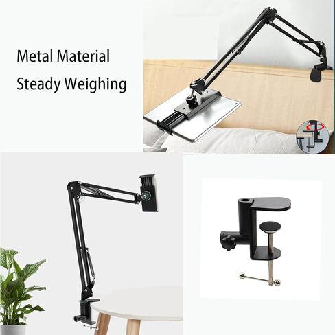 2-in-1 Desktop Fixed Cantilever Bracket, Mic Desktop Accessories Black Metal Tabletop Clamp Mobile Phone Stand Mic Mount Clamp- Adjustable Screw (Maximum Clampable 2.36in) in Saudi Arabia