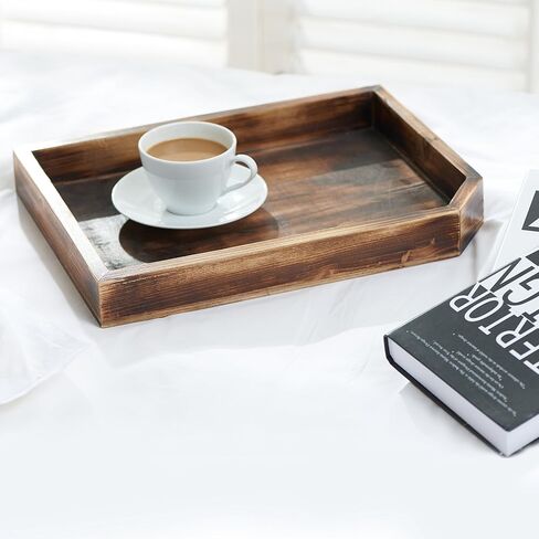 MyGift Vintage Burnt Wood Decorative Tray, Desktop Magazine and Paper Tray in Saudi Arabia