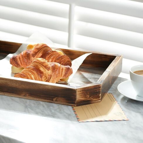 MyGift Vintage Burnt Wood Decorative Tray, Desktop Magazine and Paper Tray in Saudi Arabia