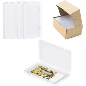 4 PCS Transparent Photo Storage Boxes 4" x 6" Photo Organizer Cases Photo Keeper Picture Storage Containers Box Plastic Storage Box Photo Boxes Storage for Photos Cards Pictures Stamps Office Supplies
