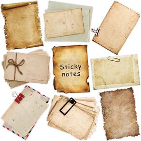 270 Sheets Vintage Sticky Note Pads Antique Looking Scrapbook Self Stick Notes Kraft Sticky Memos Classic Old Writing Memo Pads for Scrapbook, Planner, Journal, Retro Crafts Decoration