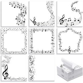 TaoBary 32 Pack 3 x 3 Inch Music Themed Sticky Notes Pads Musical Party Favor Music Teacher Supplies Musical Notes Message Reminder Pads for Office Supplies