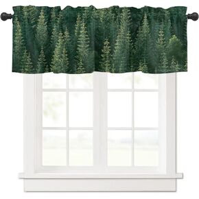 DecorLovee Black Forest Curtain Valances for Windows Living Room, Pine Tree Birds Farmhouse Curtain Toppers and Valances for Bedroom, Rustic Rod Pocket Curtains Kitchen Valances 54"x18"