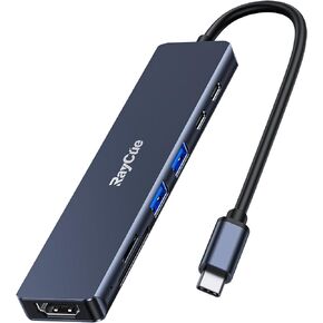 USB C Hub, RayCue 7 in 1 USB C to HDMI Splitter, 2 USB 3.1 GEN1 and 5Gbps Type-C Data Port, 4K HDMI Port, PD 100W Charging, SD Card Reader, for iPad Pro MacBook Pro Laptops and More