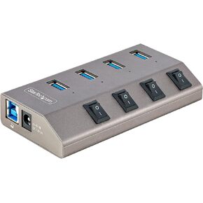 StarTech.com 4-Port Self-Powered USB-C Hub with Individual On/Off Switches, USB 3.0 5Gbps Expansion Hub w/Power Supply, Desktop/Laptop USB-C to USB-A Hub, USB Type C Hub w/BC 1.2 (5G4AIBS-USB-HUB-NA)