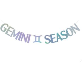 Gemini Season Banner, Holographic Gemini Birthday Banner, Gemini SZN, Zodiac Birthday Party Decorations- Astrology Birthday Party Decorations