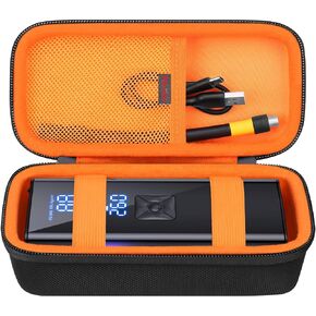 Elonbo Carrying Case for Frarome Tire Inflator/for ILTIDE Portable Air Compressor, 150PSI Cordless Tire Pump ​Travel Holder Electric Air Pump Smart Tire Inflator Storage Bag, Black+Inside Orange