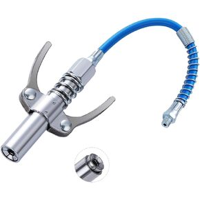 Grease Gun Coupler, Double Handle Grease Nozzle Coupler, 10000 PSI, Compatible with All Grease Gun 1/8" NPT end Fittings