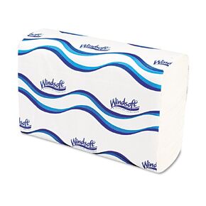 Windsoft 105 Multifold Paper Towels, 1-Ply, 9 1/5 x 9 2/5, White, 250 per Pack (Case of 16)