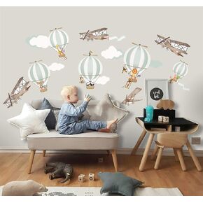 Murwall Kids Wall Decal Hot Air Balloon Wall Sticker Peel and Stick Vintage Aircraft Wall Stick