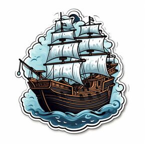 Pirate Ship Adventure Enthusiast Sticker For Guitar, Skateboard, Water Bottles, Laptop, Waterproof Vinyl Decal Sticker 5 inch (Design 1)