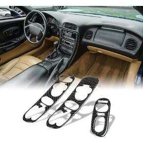 AeroBon Real Carbon Fiber Interior Cover Trim Kit Compatible with 1997-2004 Chevrolet Corvette C5 Coupe and Convertible, Z06 A/C Air Outlet Vent Trim Set (7 pcs)