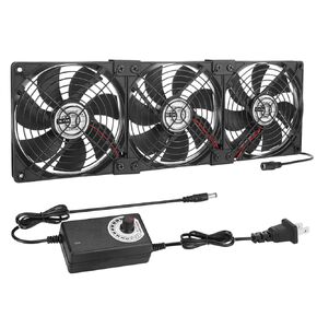 Big Airflow 3 x 120mm 14'' Computer Fan with AC Plug, AC 110V to 240V Variable Speed Fan, for Small DIY Project Cabinet Chassis Machine Server Workstation Greenhouse Garage Cooling