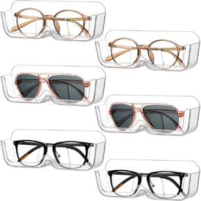 6 Pack Sunglasses Organizer Wall Eyeglasses Holder Plastic Sunglasses Display Glasses Holder Stand Clear Eyeglasses Storage for Men Women Girls Office, Living Room, Bedroom, Home Decor