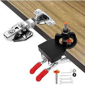 35mm Hinge Jig with Double Clamp Design, Hinge Jig Cabinet, Door Hinge Drilling Jig with Complete Jig Accessories, Concealed Hinge Jig for Cabinet Doors