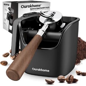 ملحقات Ourokhome Knock Box Espresso، أحدث أداة ماكينة إسبرسو من الفولاذ المقاوم للصدأ حاصلة على براءة اختراع لأرضية القهوة مع قضيب دق قابل للإزالة، مقبض وغطاء، آمنة للاستخدام في غسالة الأطباق، 4.8 بوصة in Kuwait