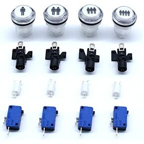 Arcity 4 Pcs/Lot 30mm Arcade LED Push Buttons Illuminated 12V Lit 1P 2P 3P 4P Pattern with Micro Switch for Arcade Machine Games Console MAME Jamma Parts Durable New