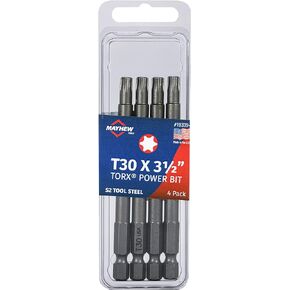Mayhew Tools 19339-4 USA Torx Power Bit, T30 x 3.5", 4-Pack