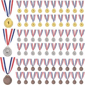 PATIKIL 96 Pieces Gold Silver Bronze Award Medals, 2-Inch Olympic Style Award Medals 1st 2nd 3rd Prizes with Ribbon for Team Games Sports Competitions